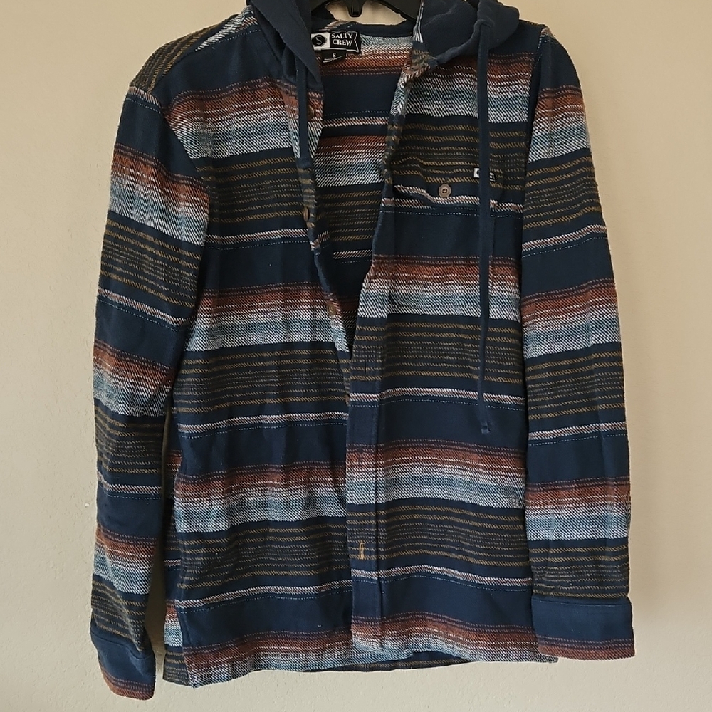 Salty Crew Blue and Orange Plaid‎ Jacket S